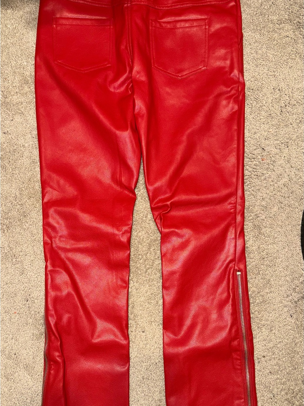Men's Red Faux Leather Pants